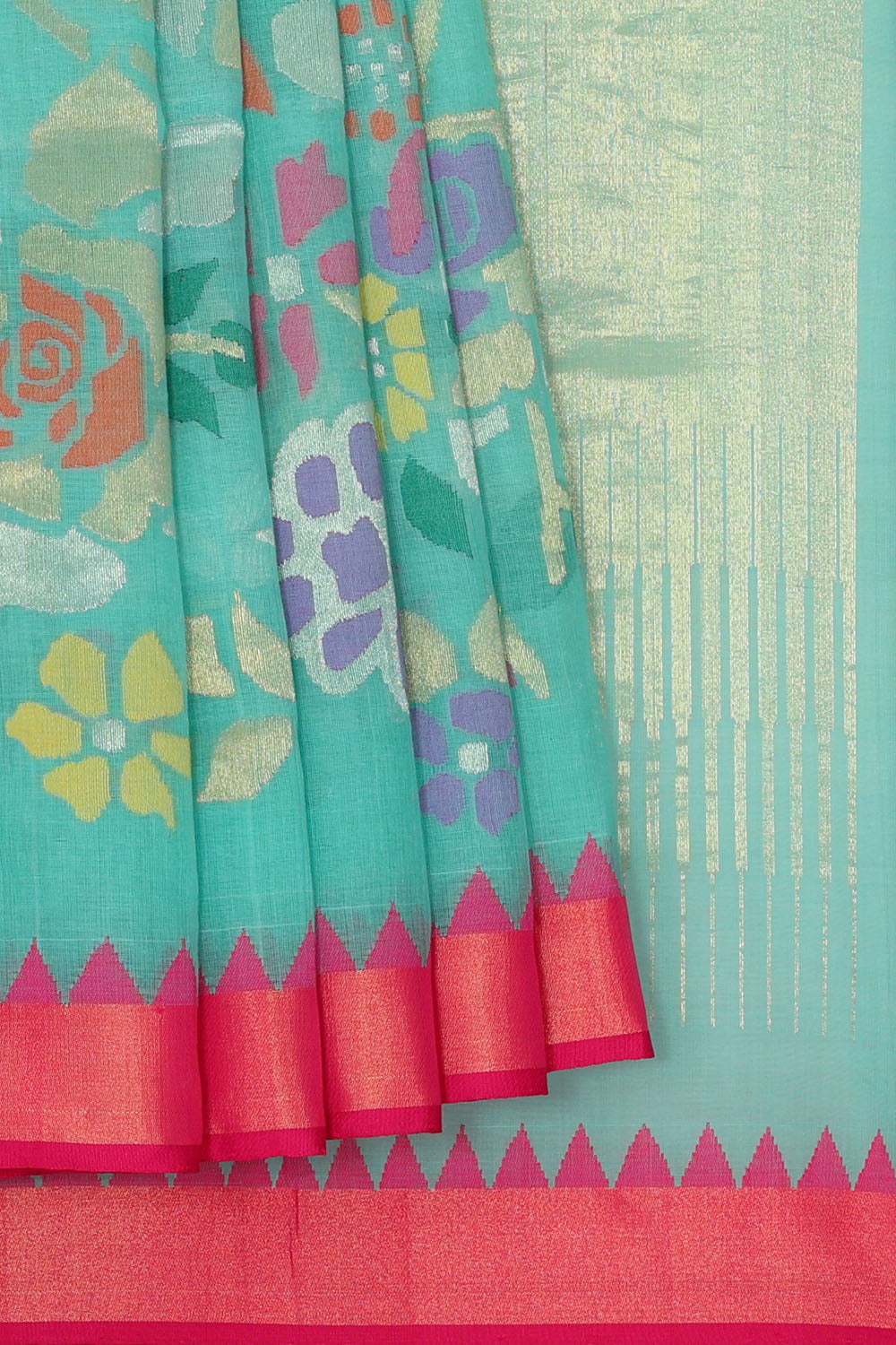 Image of Sky-Blue Uppada Cotton Saree