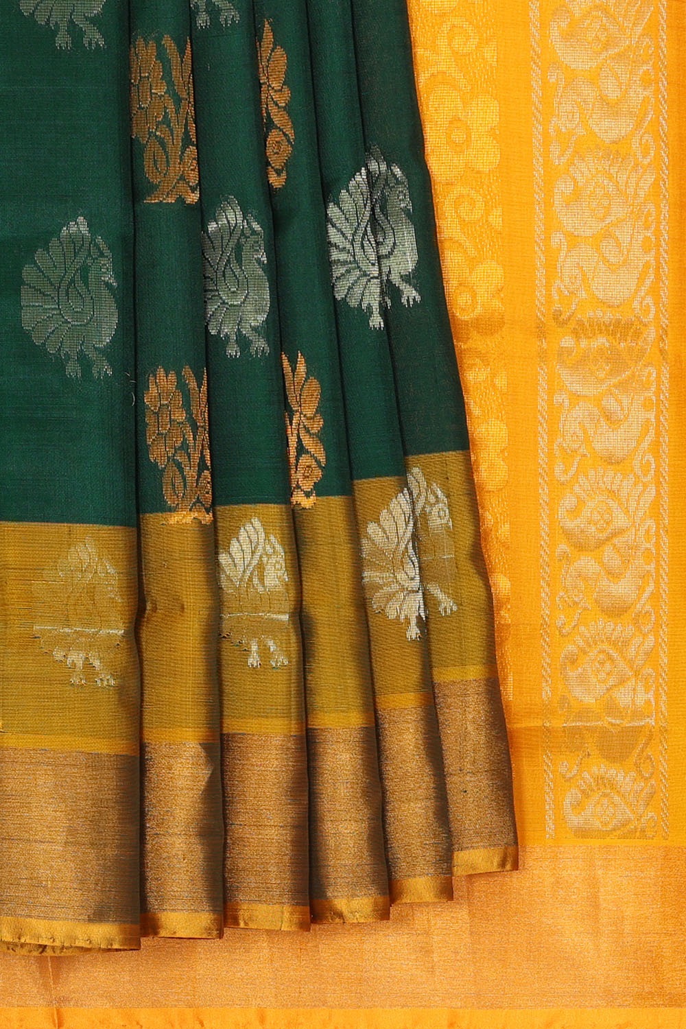 Image of Bottle-Green Uppada Silk Saree