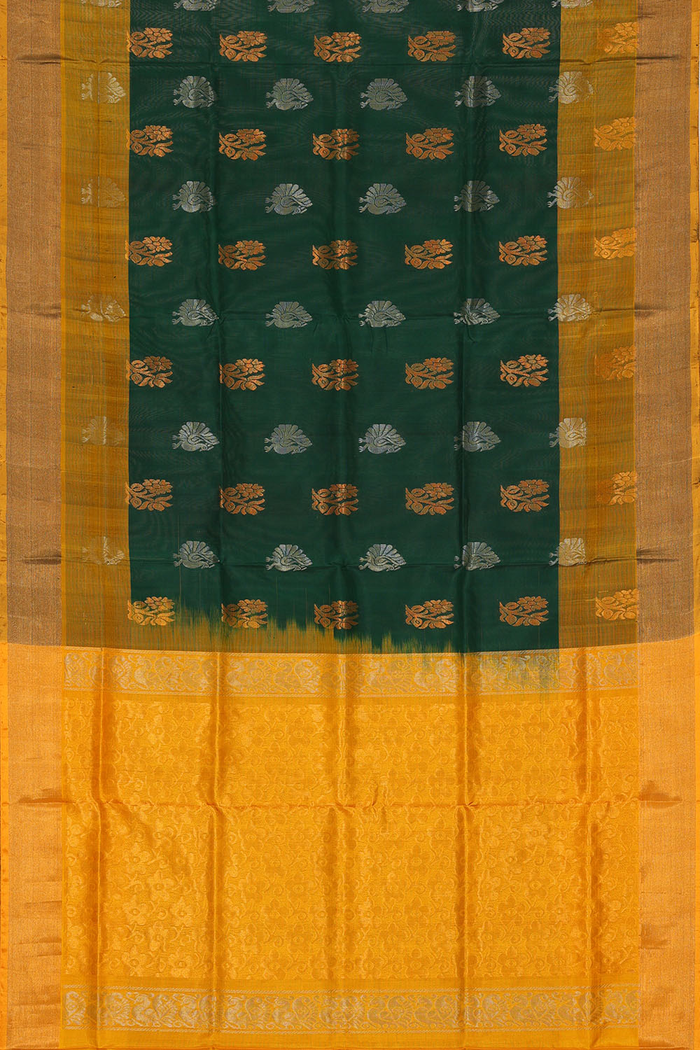 Image of Bottle-Green Uppada Silk Saree