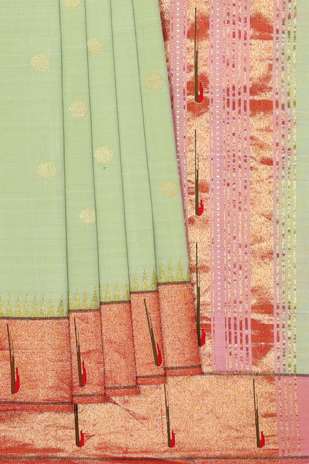 Image of Pista-Green Paithani Silk Saree