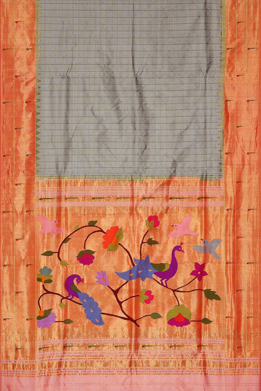 Image of Grey Paithani Silk Saree