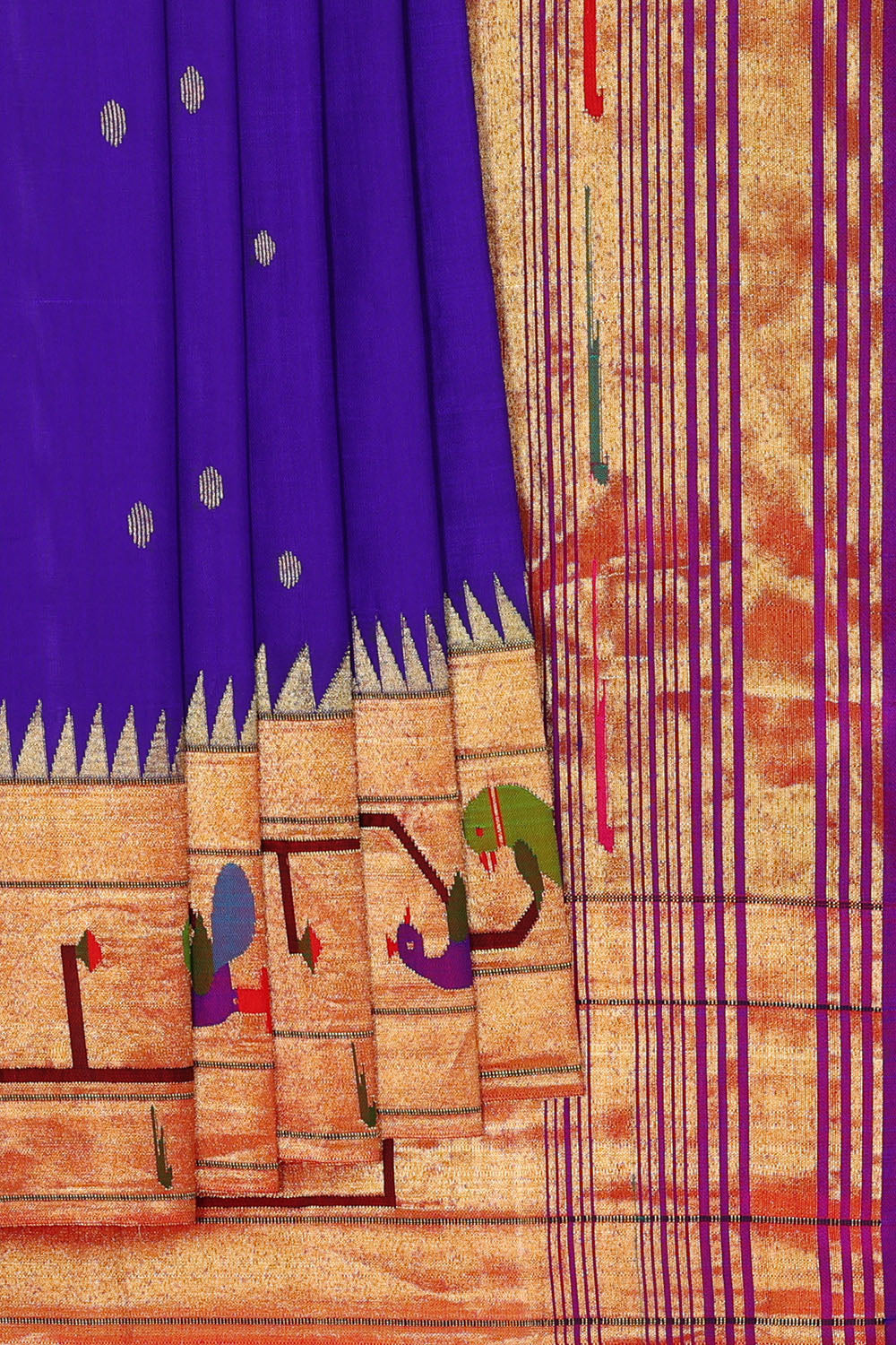 Image of Navy-Blue Paithani Silk Saree