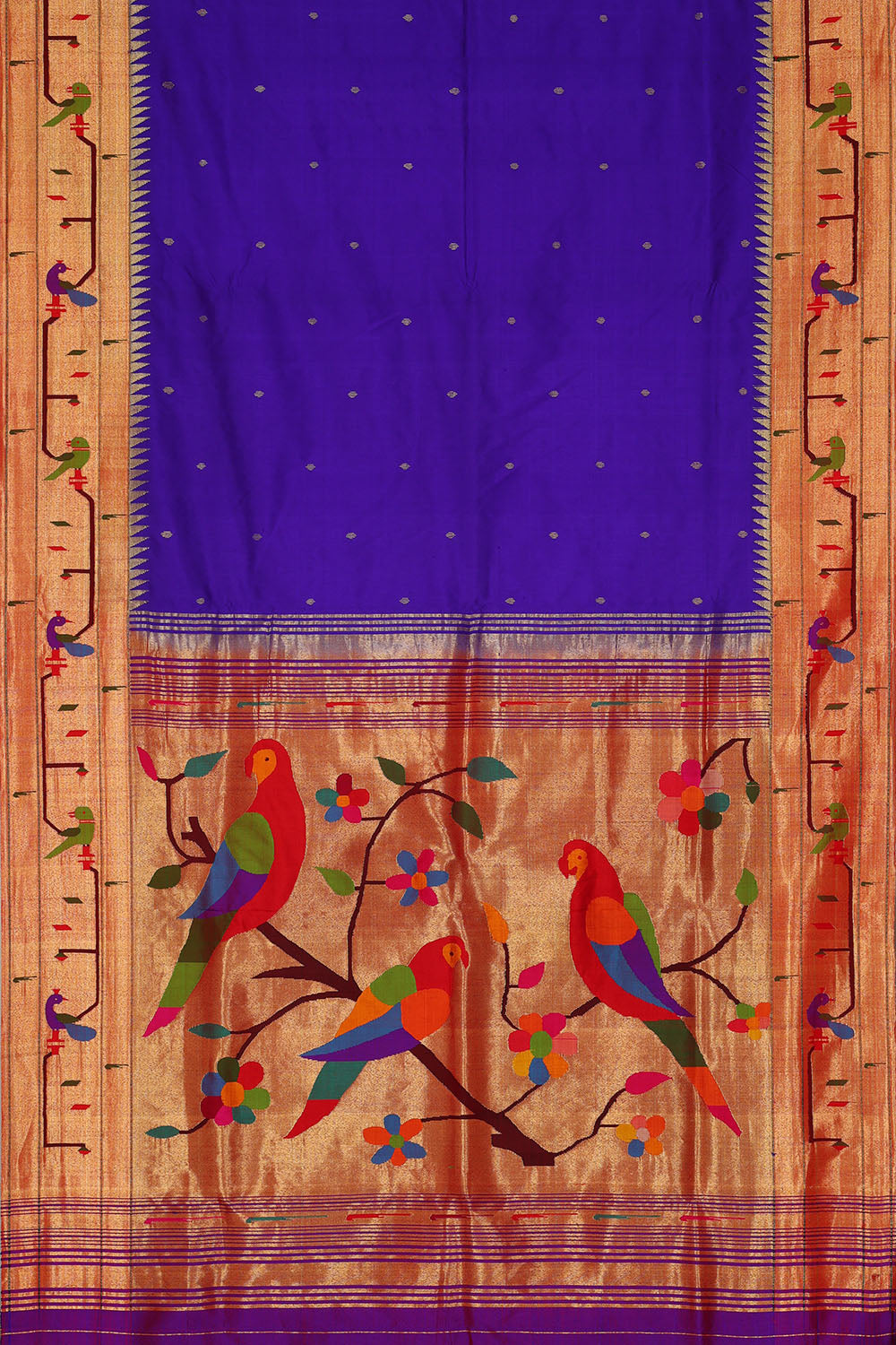 Image of Navy-Blue Paithani Silk Saree