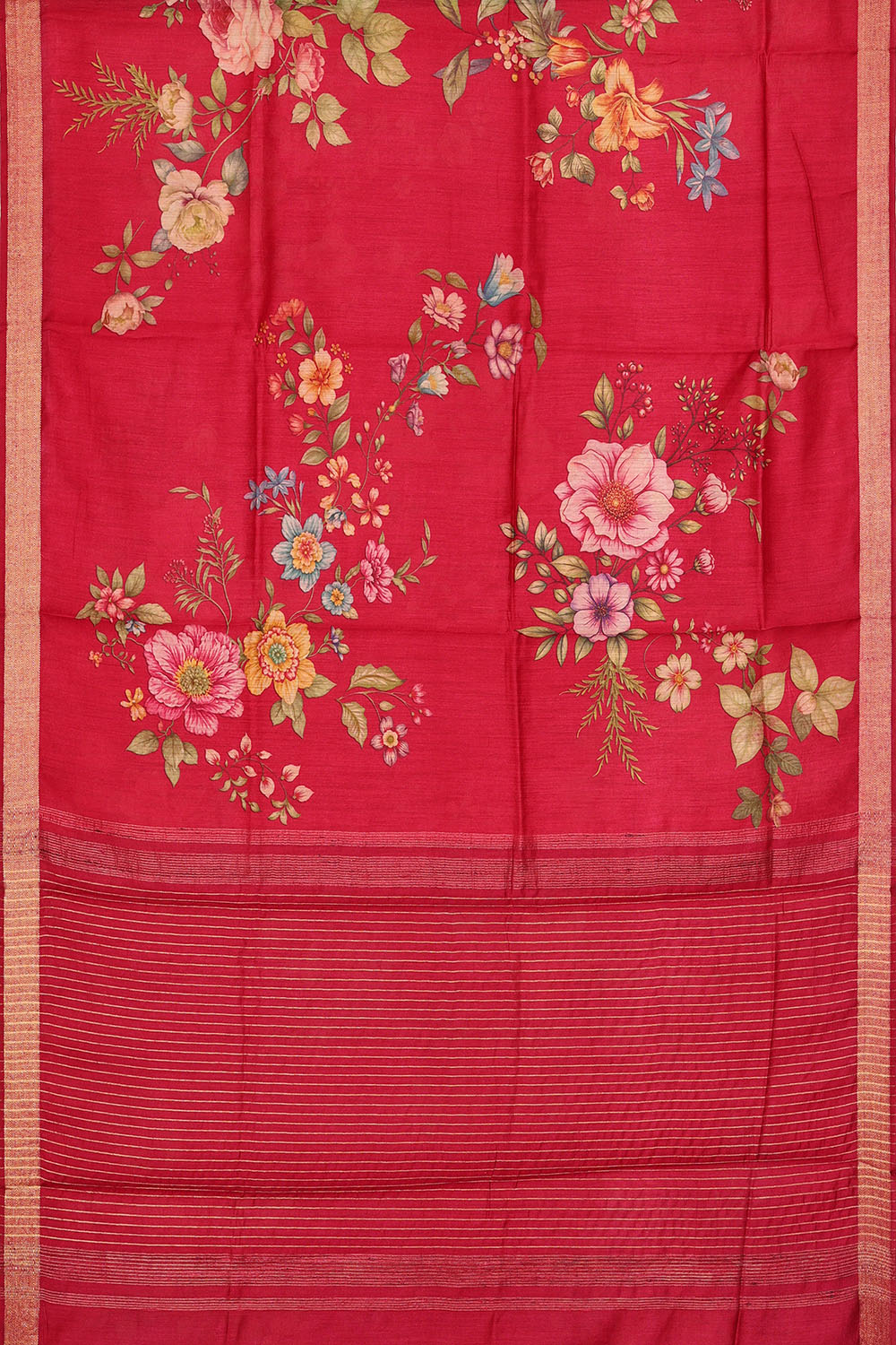 Image of Red Desi Tussar Silk Saree