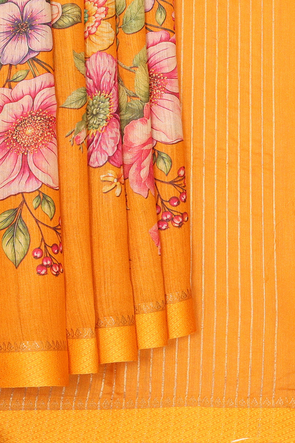 Image of Mustard Desi Tussar Silk Saree