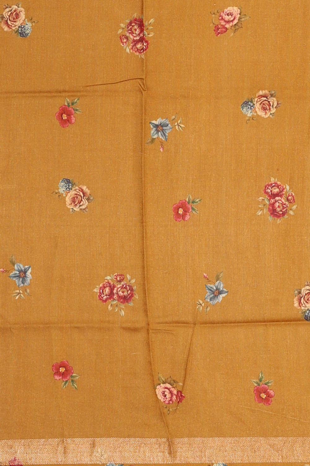 Image of Honey-Mustard Desi Tussar Silk Saree