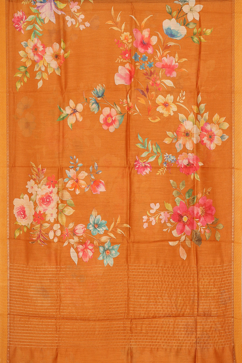 Image of Orange Desi Tussar Silk Saree