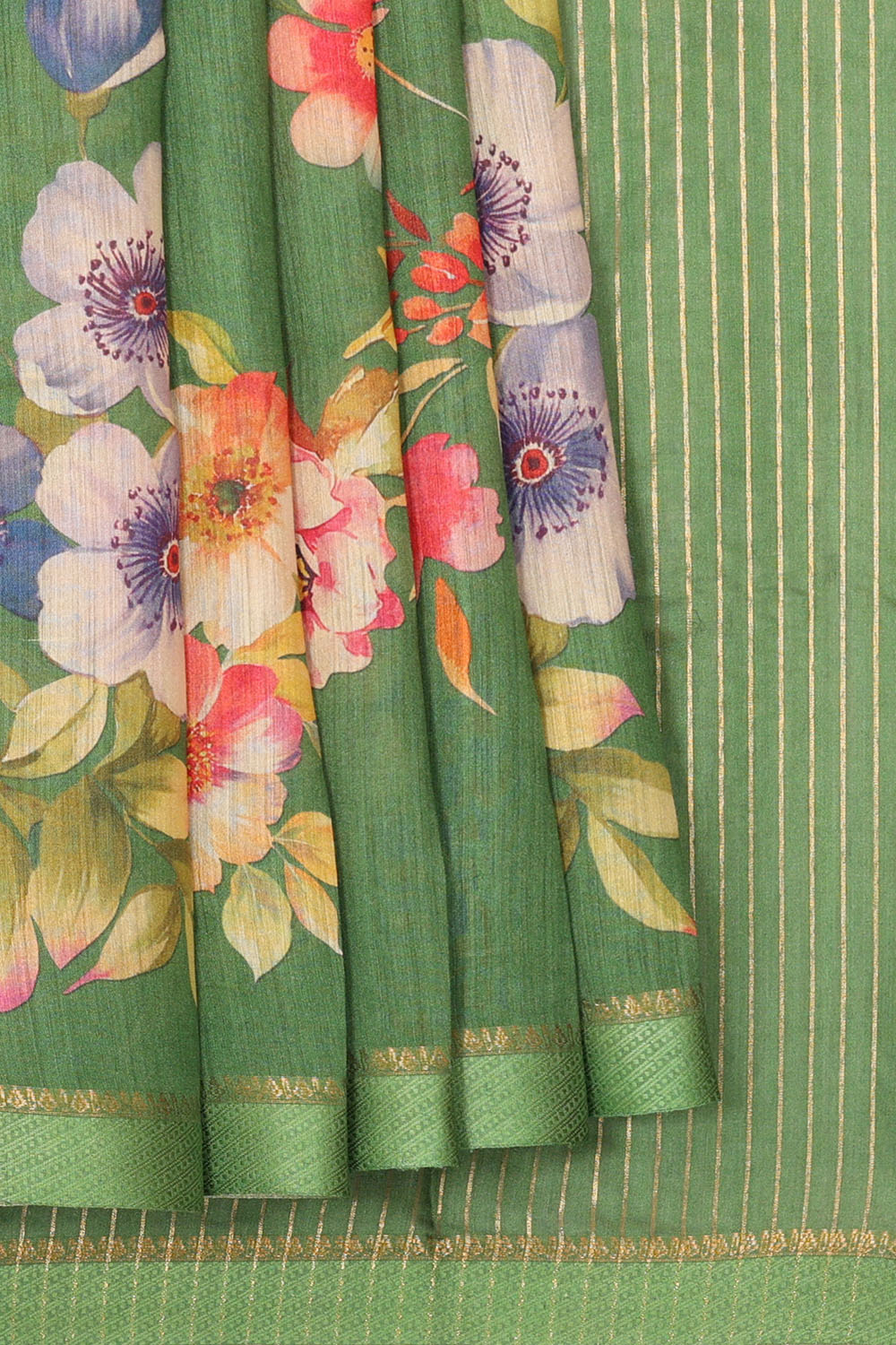 Image of Green Desi Tussar Silk Saree