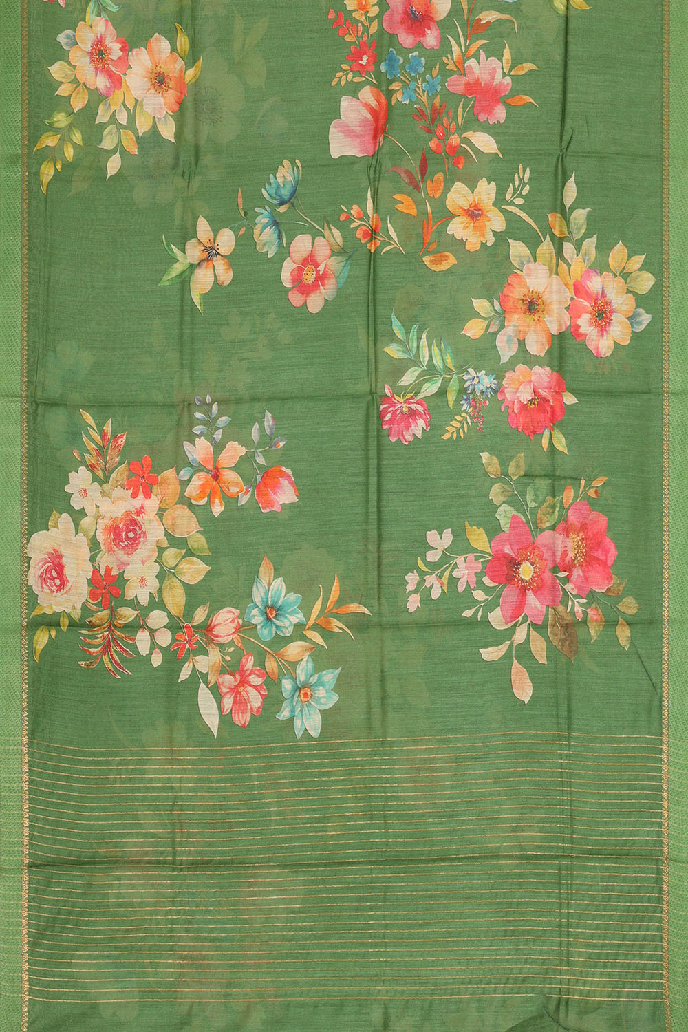 Image of Green Desi Tussar Silk Saree
