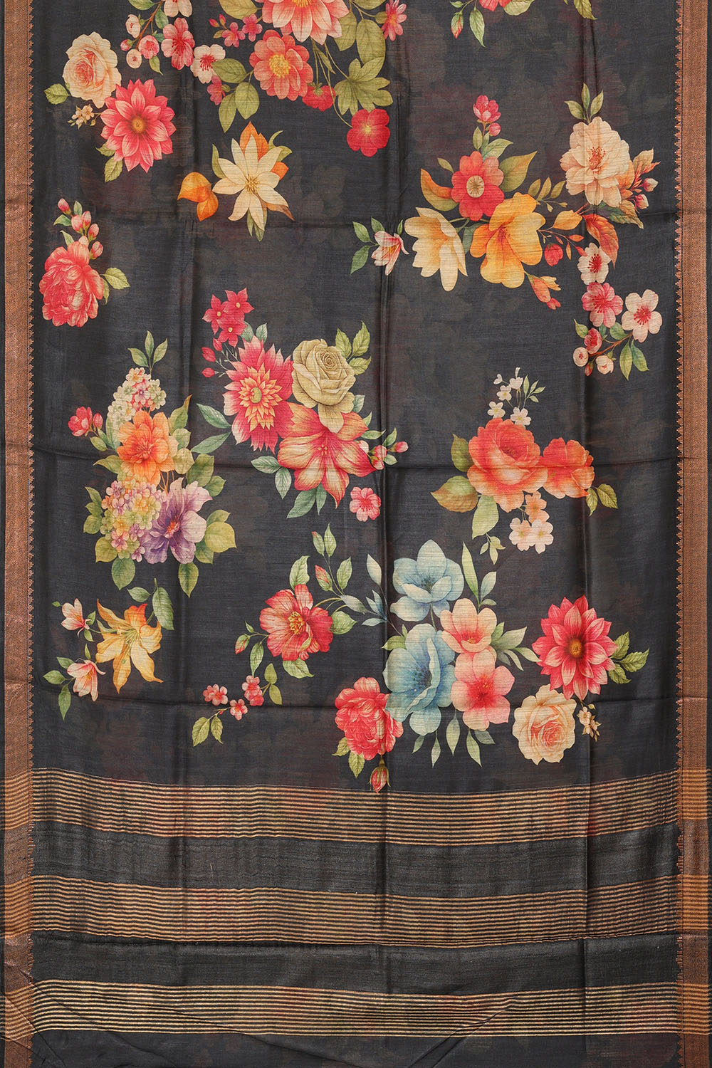 Image of Black Desi Tussar Silk Saree