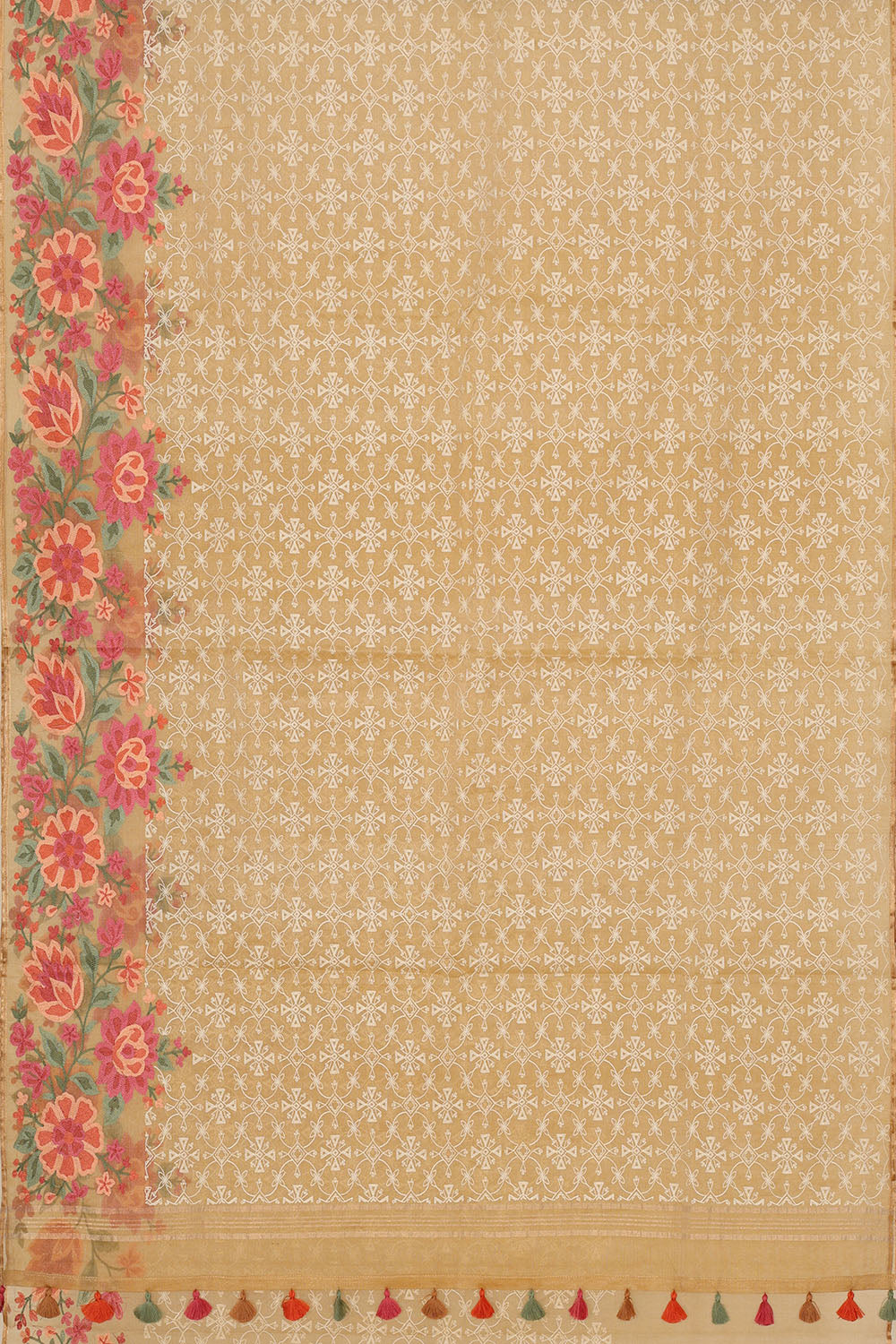 Image of Beige Silk Embroidery Saree