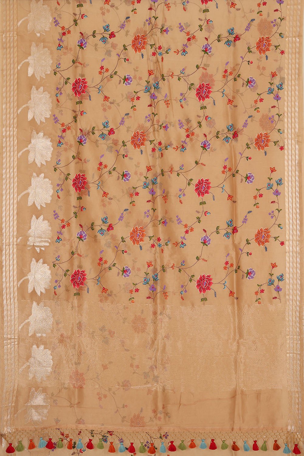 Image of Beige Silk Embroidery Saree