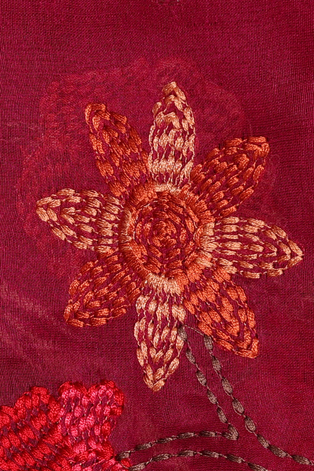 Image of Magenta-Purple Silk Embroidery Saree