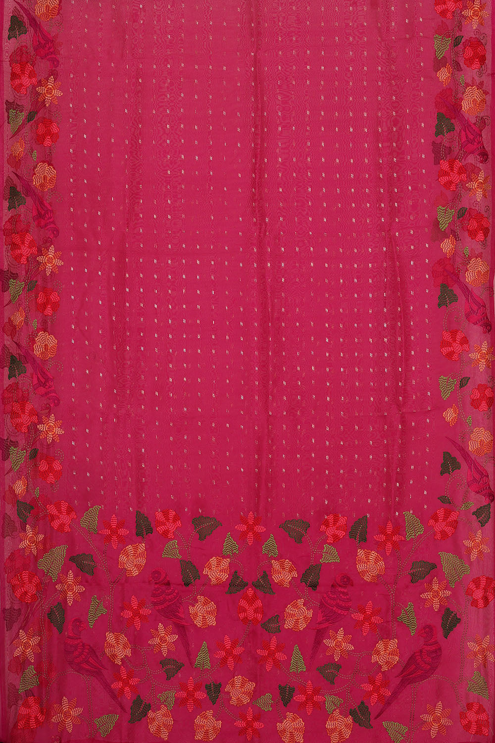 Image of Magenta-Purple Silk Embroidery Saree
