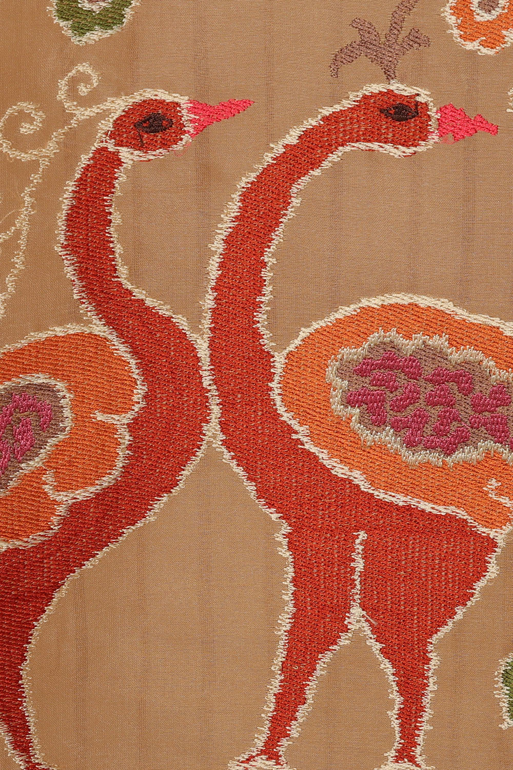 Image of Beige Silk Embroidery Saree