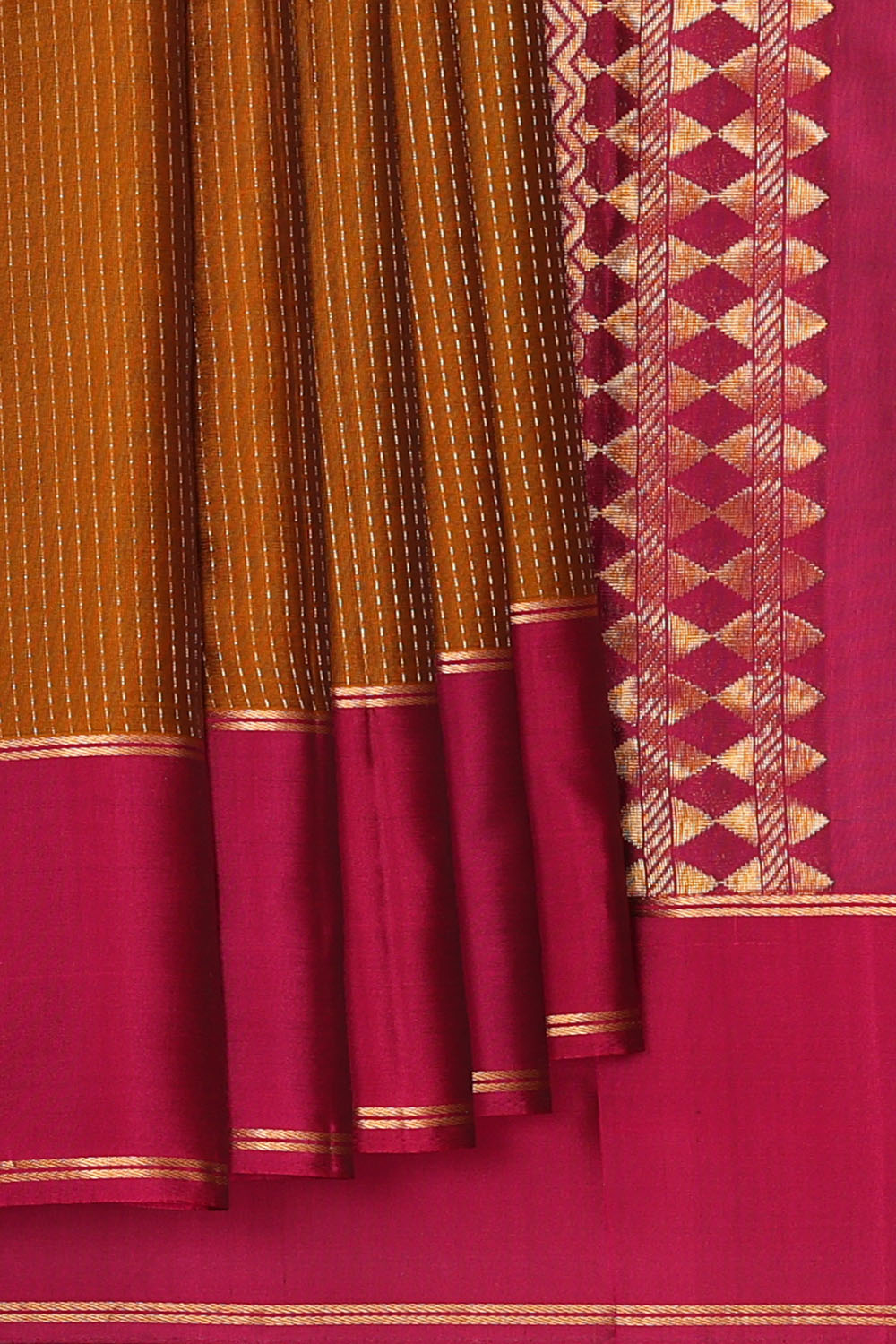 Image of Mustard-Brown South Silk Saree