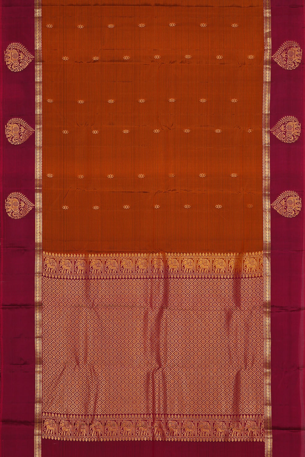 Image of Rust-Orange South Silk Saree