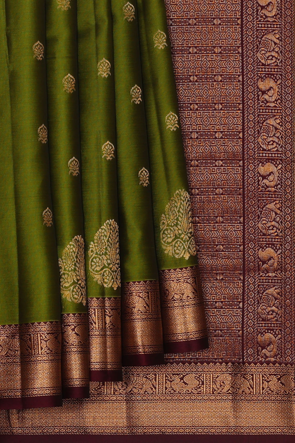 Image of Moss-Green South Silk Saree