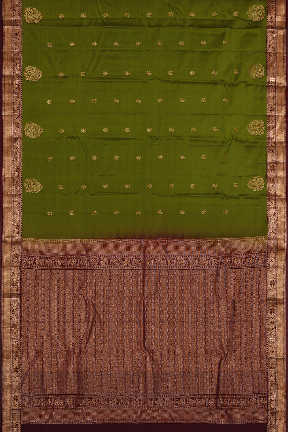 Image of Moss-Green South Silk Saree