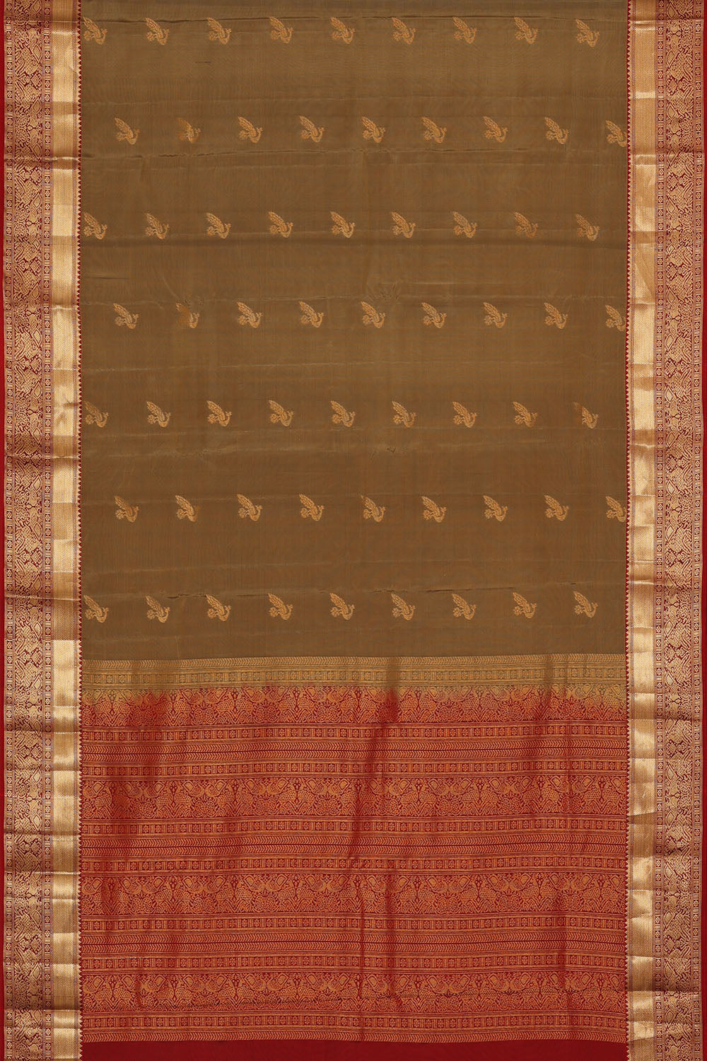 Image of Mud-Green South Silk Saree
