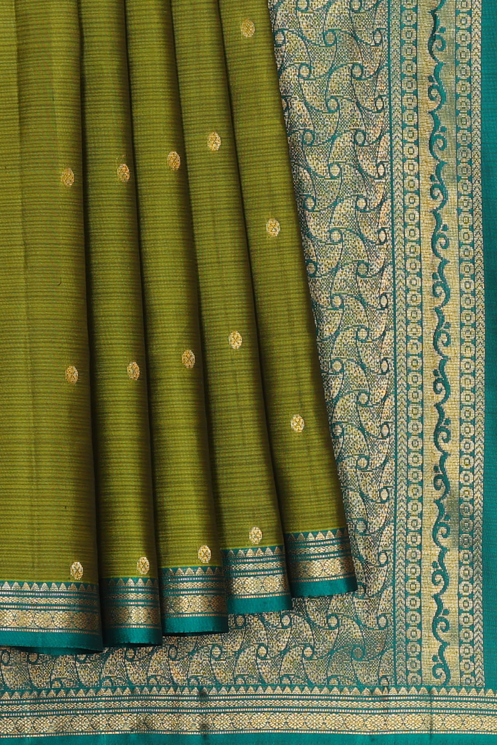Image of Olive-green South Silk Saree