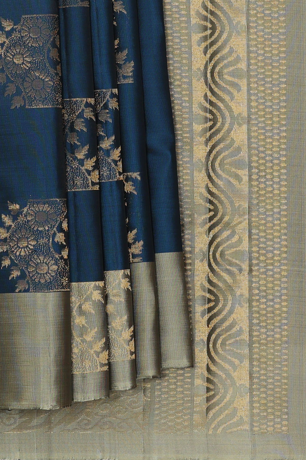 Image of Navy-Blue South Silk Saree