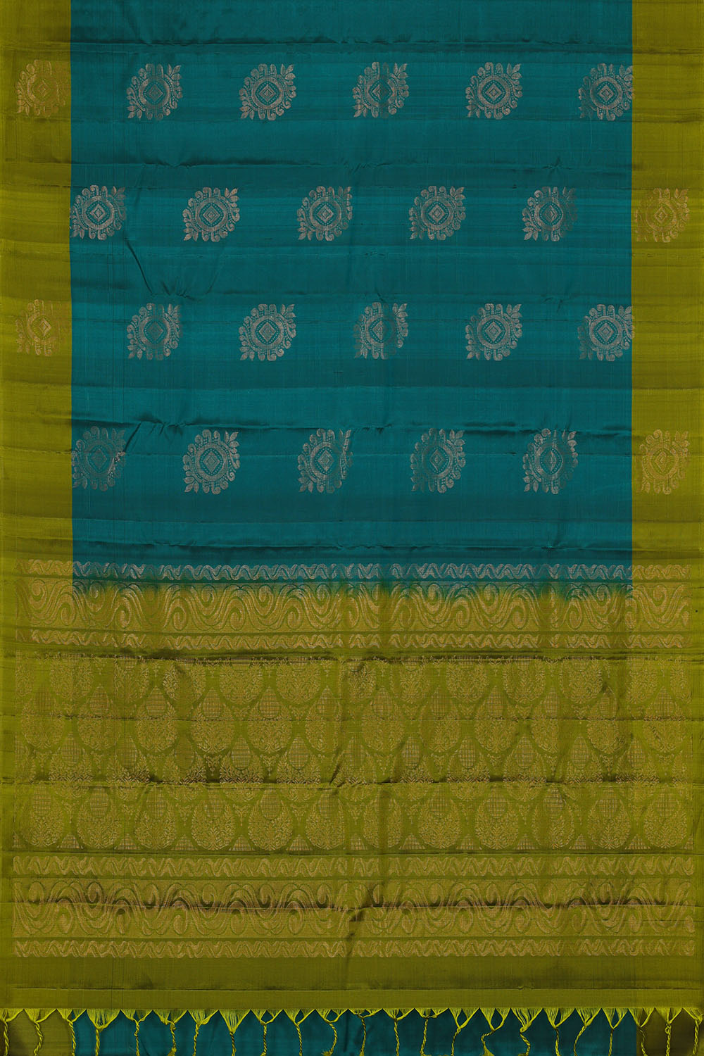 Image of Teal-Blue South Silk Saree