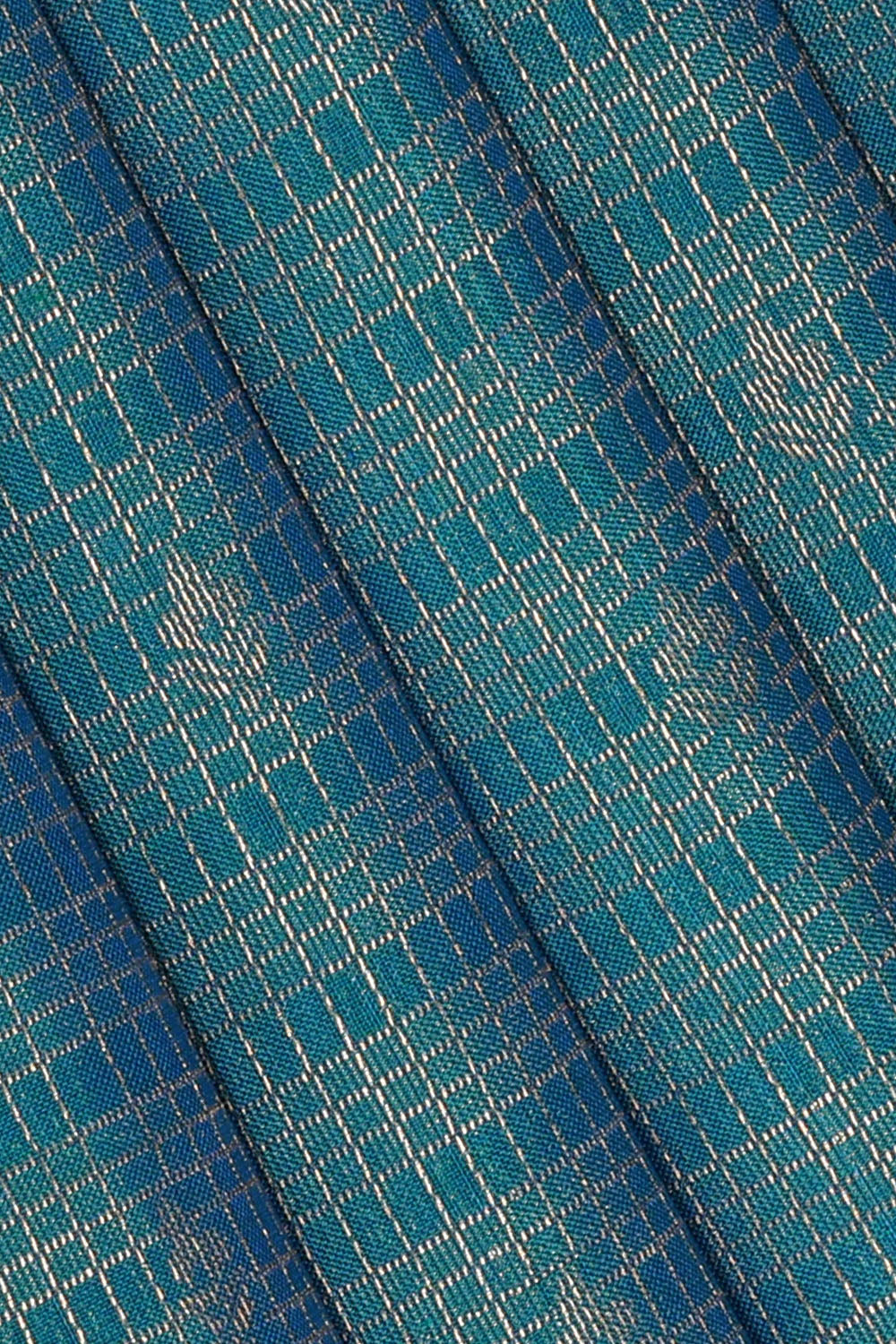 Image of Blue South Silk Kattam Saree