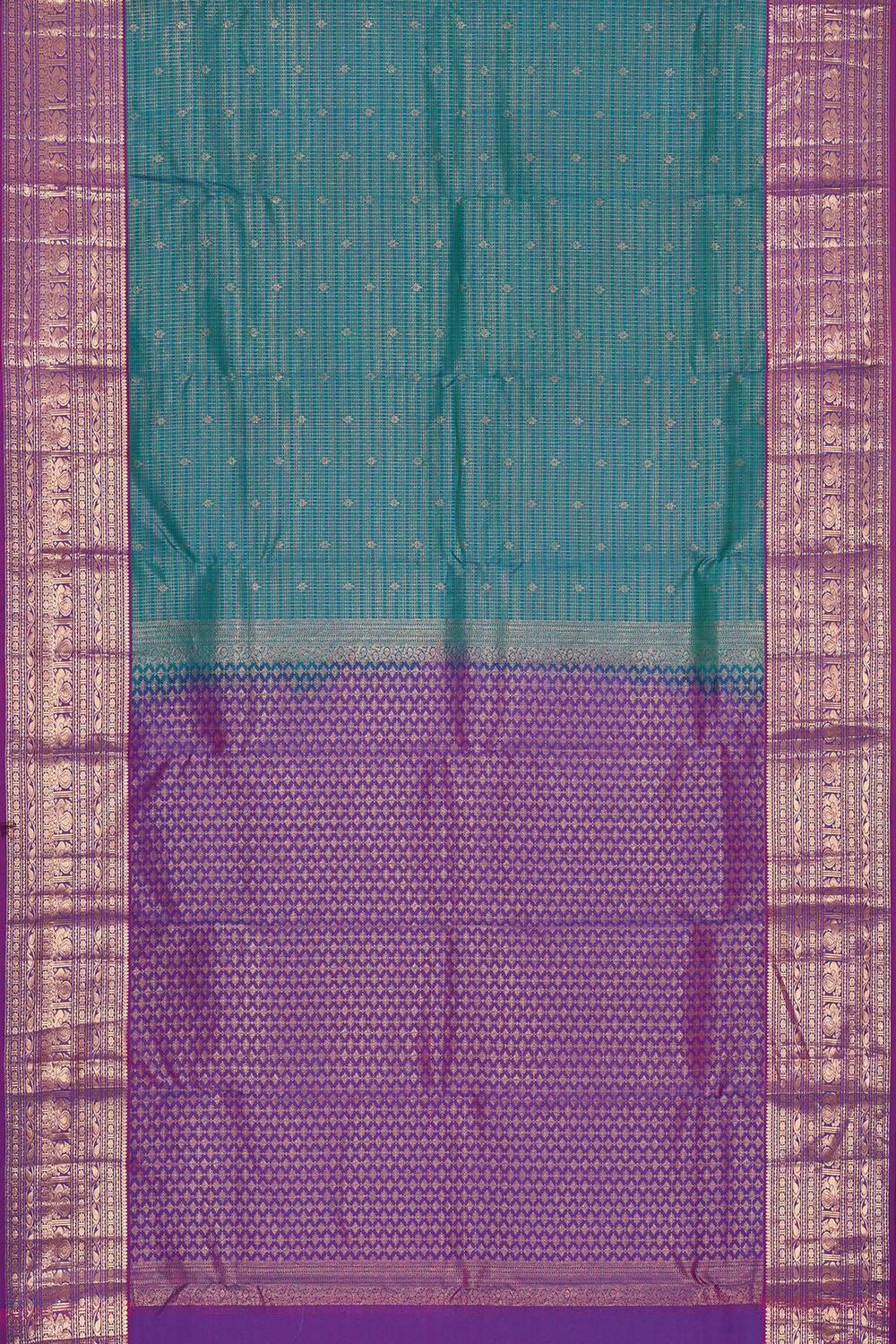 Image of Blue South Silk Kattam Saree