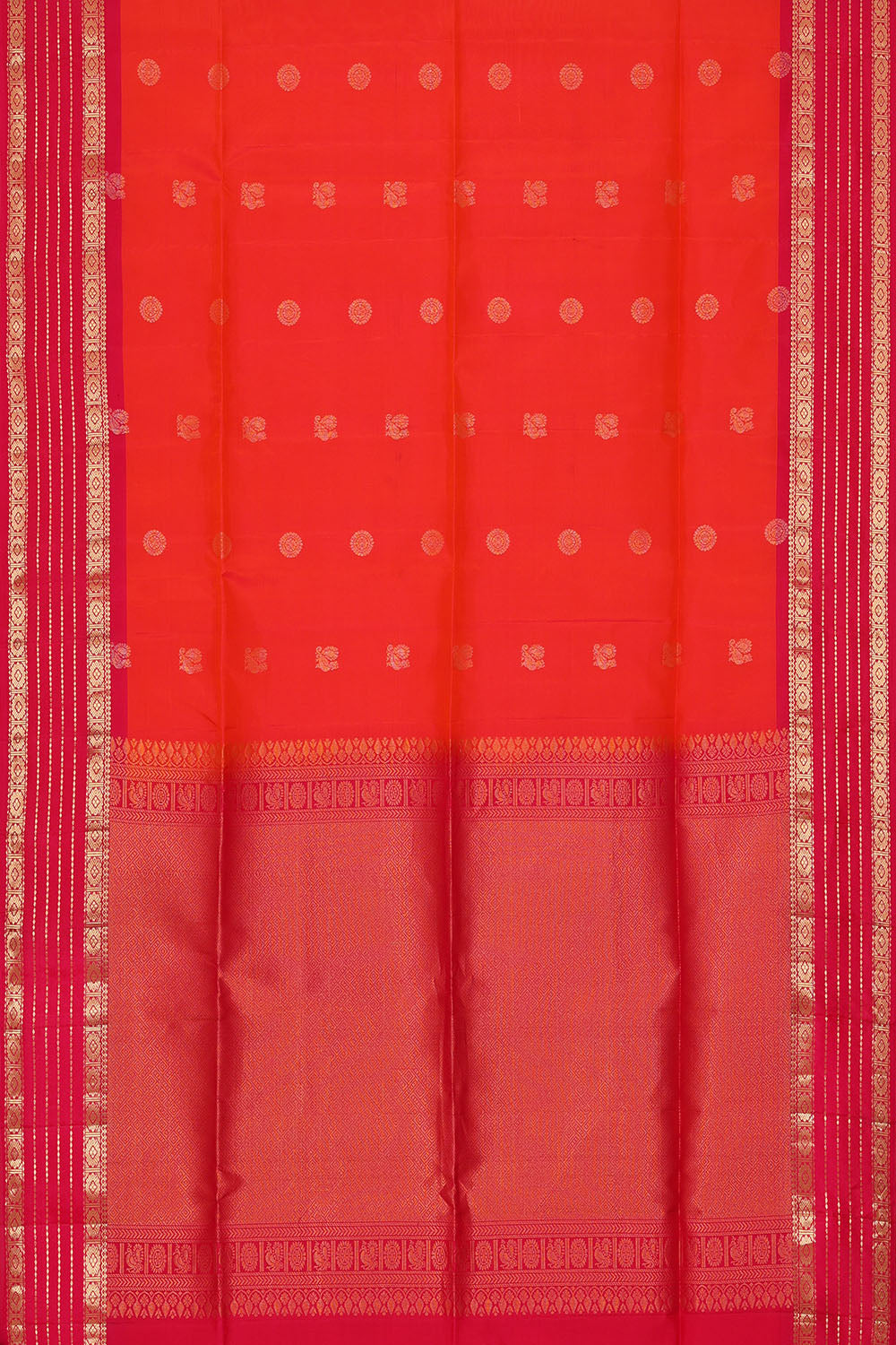 Image of South Silk Dual-Tone Pinkish-Orange Saree