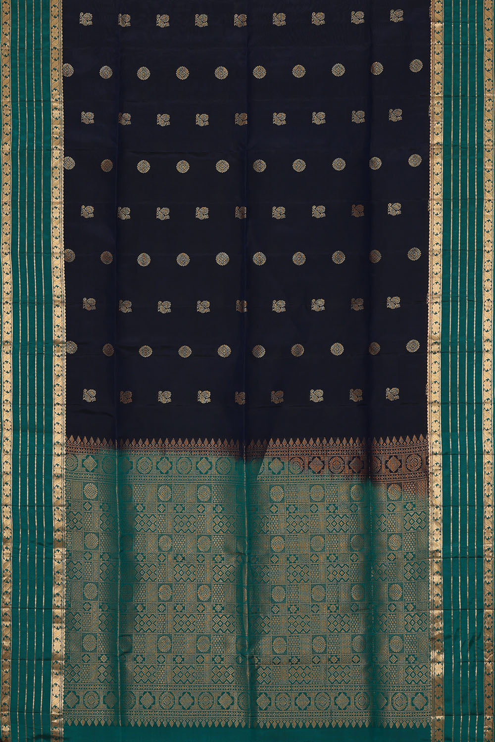 Image of Navy-Blue South Silk Saree