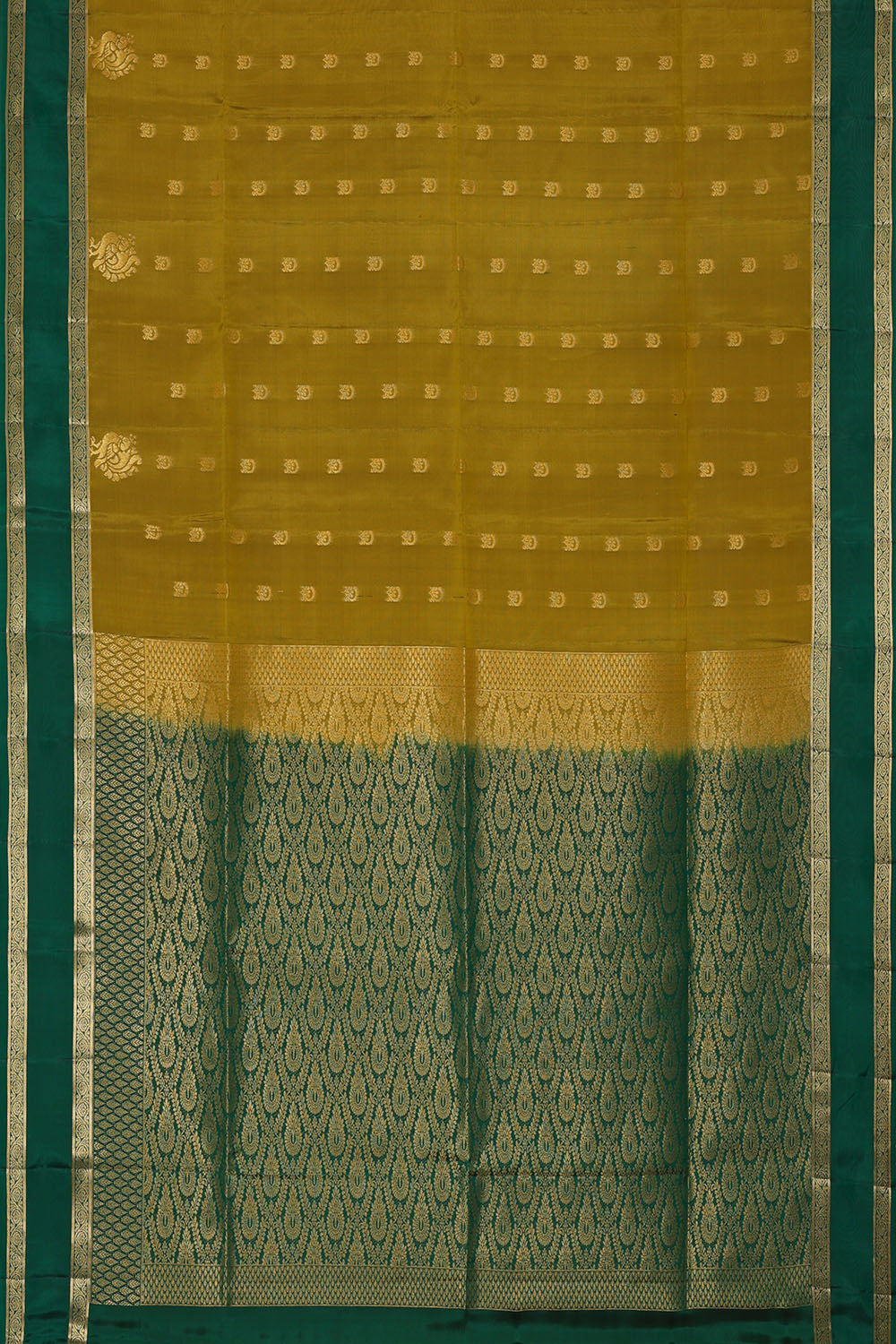 Image of Mustard Green South Silk Saree