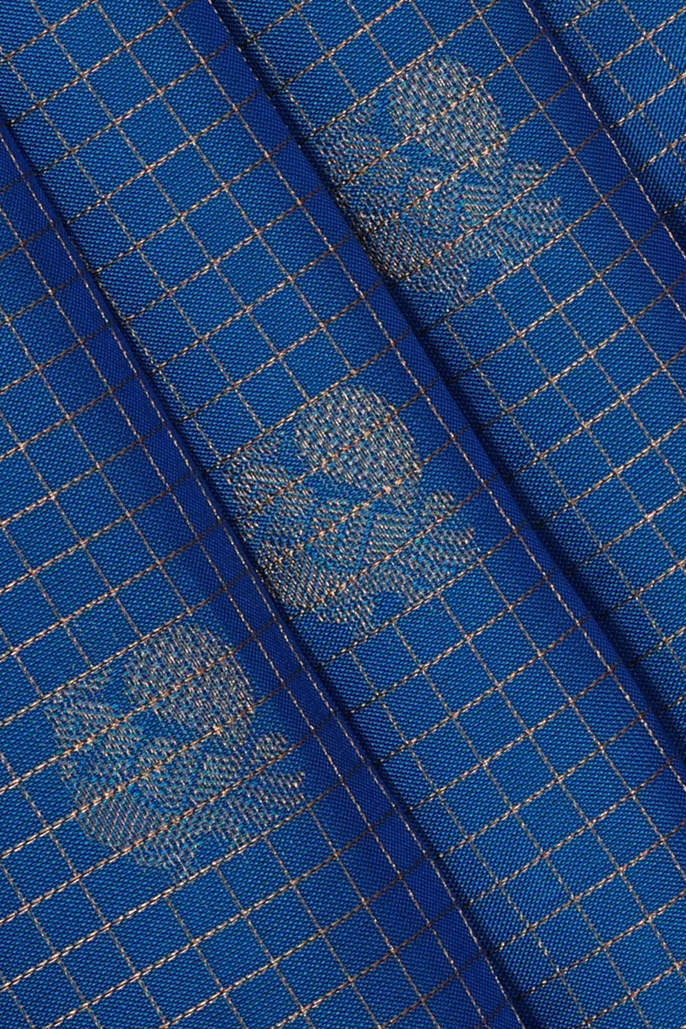 Image of Blue South Silk Kattam Saree