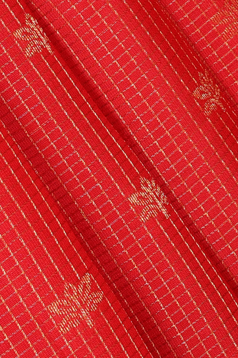 Image of Coral Orange South Silk Kattam Saree