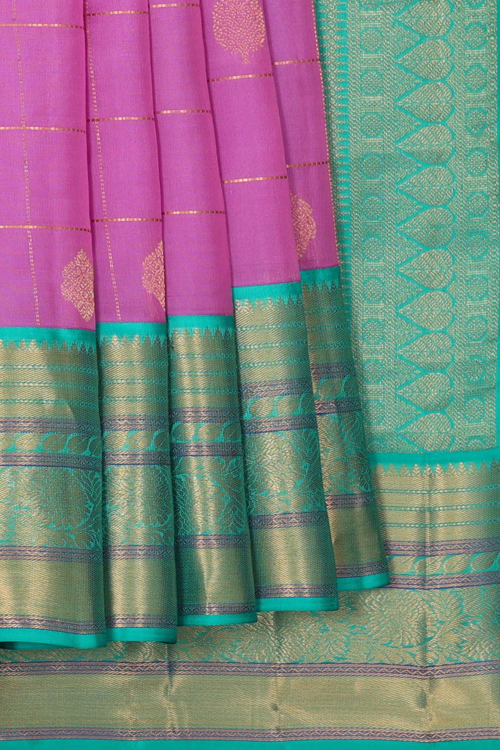 Image of Lavender South Silk Kattam Saree