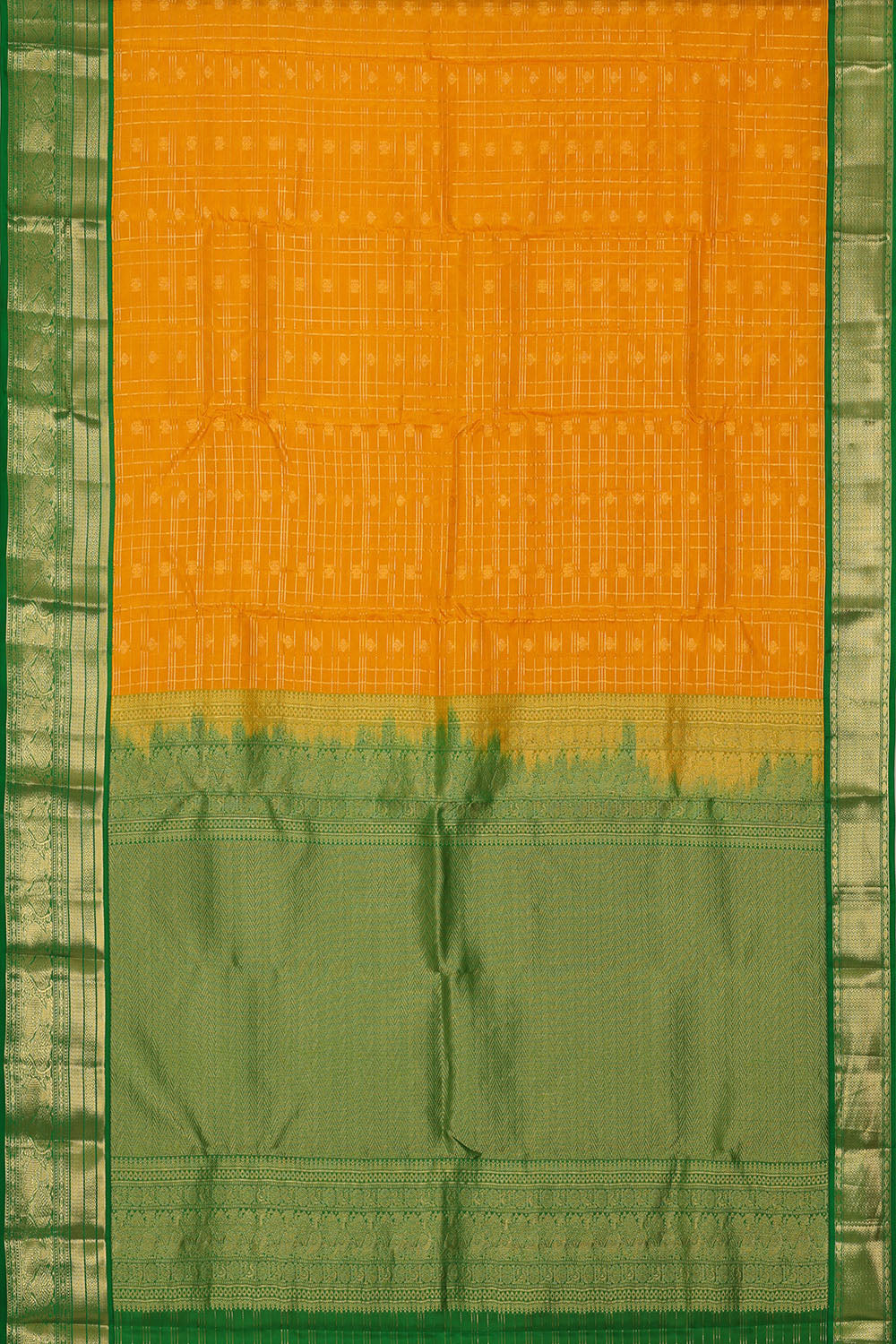 Image of Orange South Silk Kattam Saree