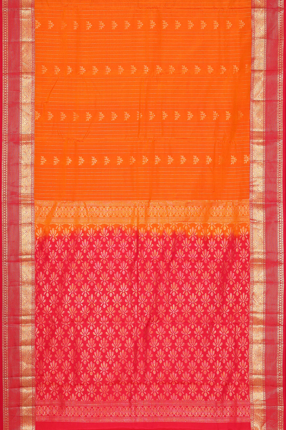 Image of Orange South Silk Saree