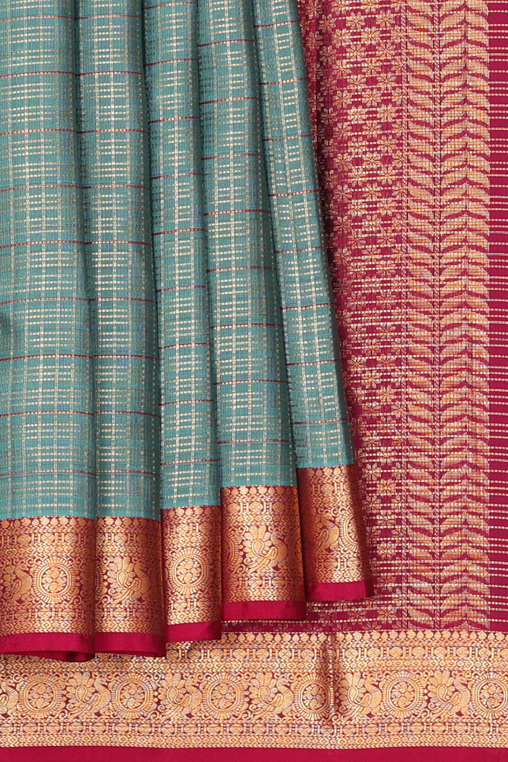 Image of Aqua-Blue South Silk Saree