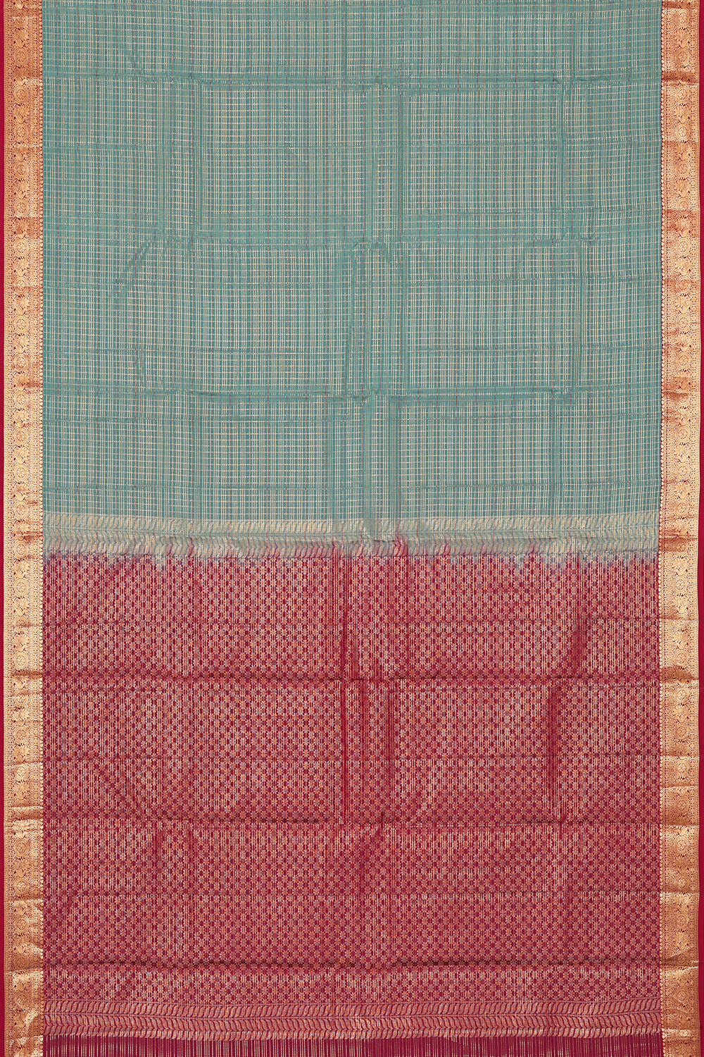 Image of Aqua-Blue South Silk Saree