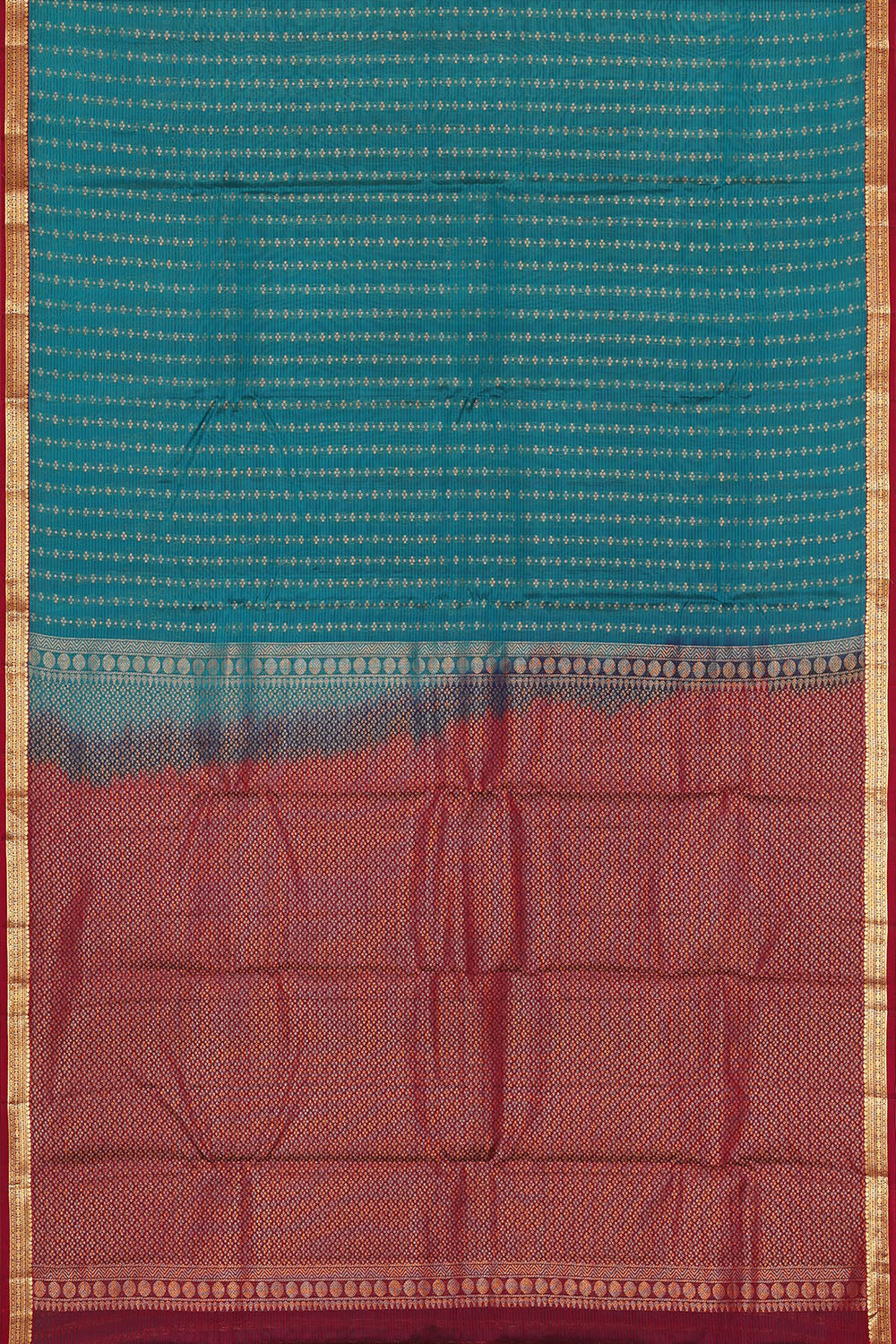 Image of Teal-Blue South Silk Saree