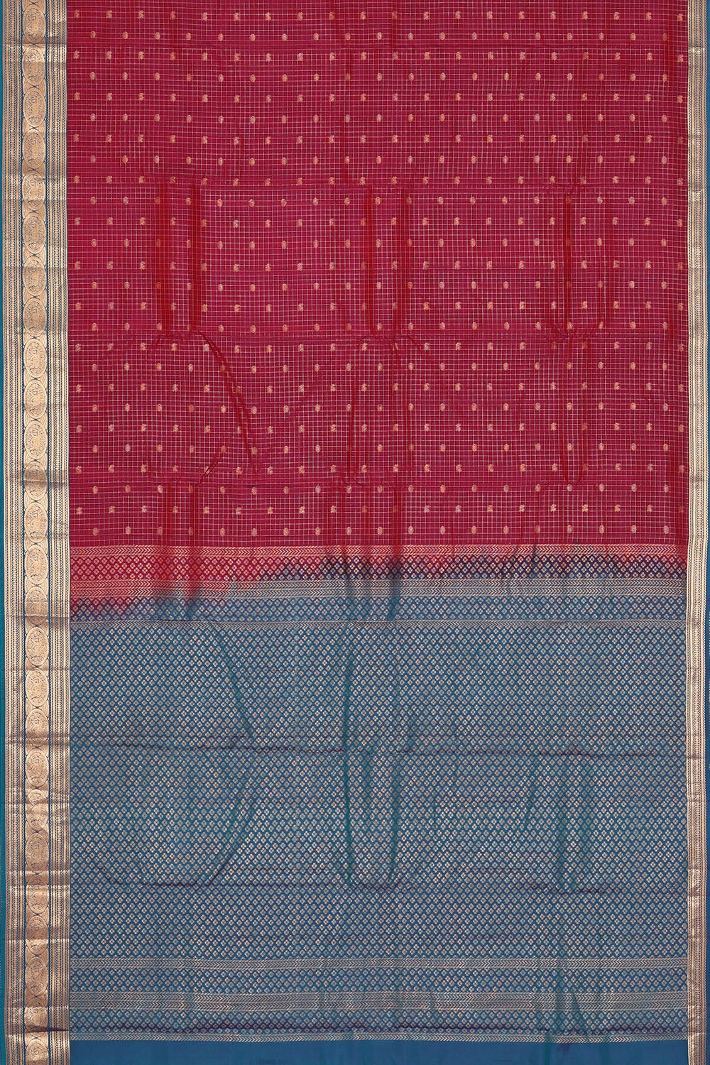 Image of Dark Maroon South Silk Kattam Saree