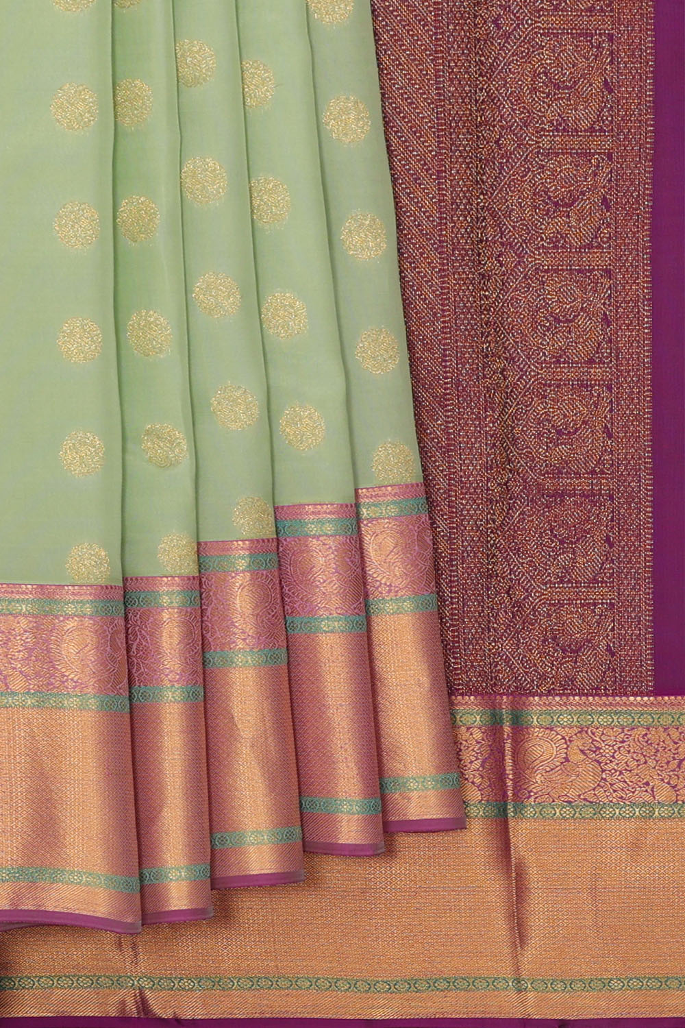 Image of Pastel Sea-Green South Silk Saree