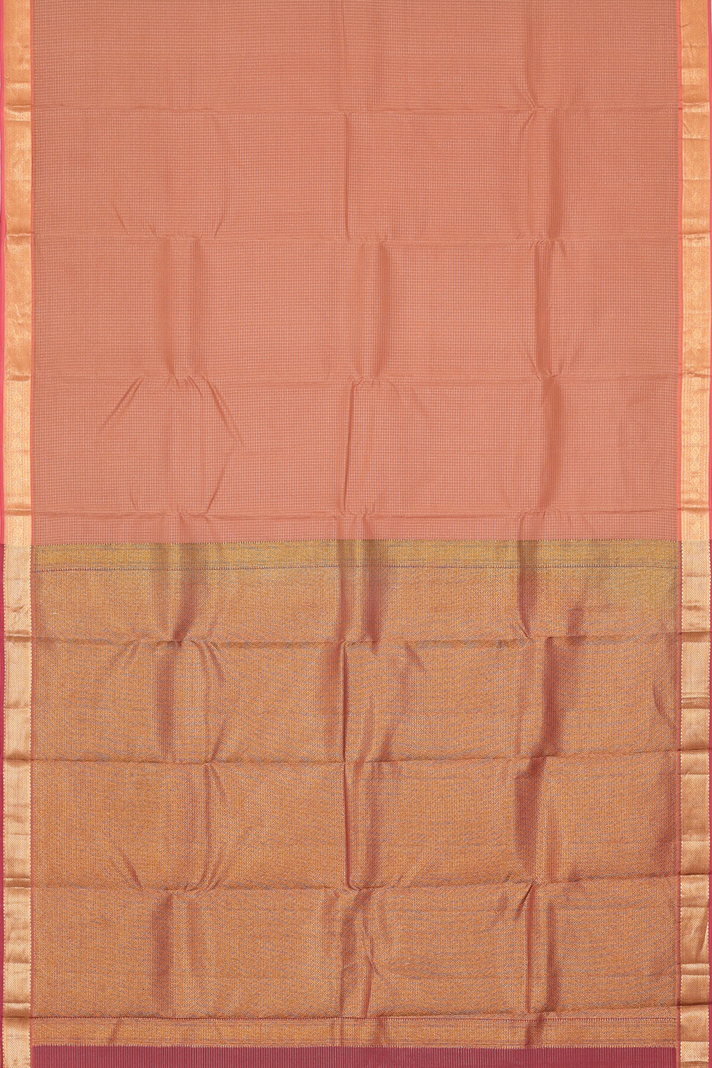 Image of Pastel-Peach South Silk Kattam Saree