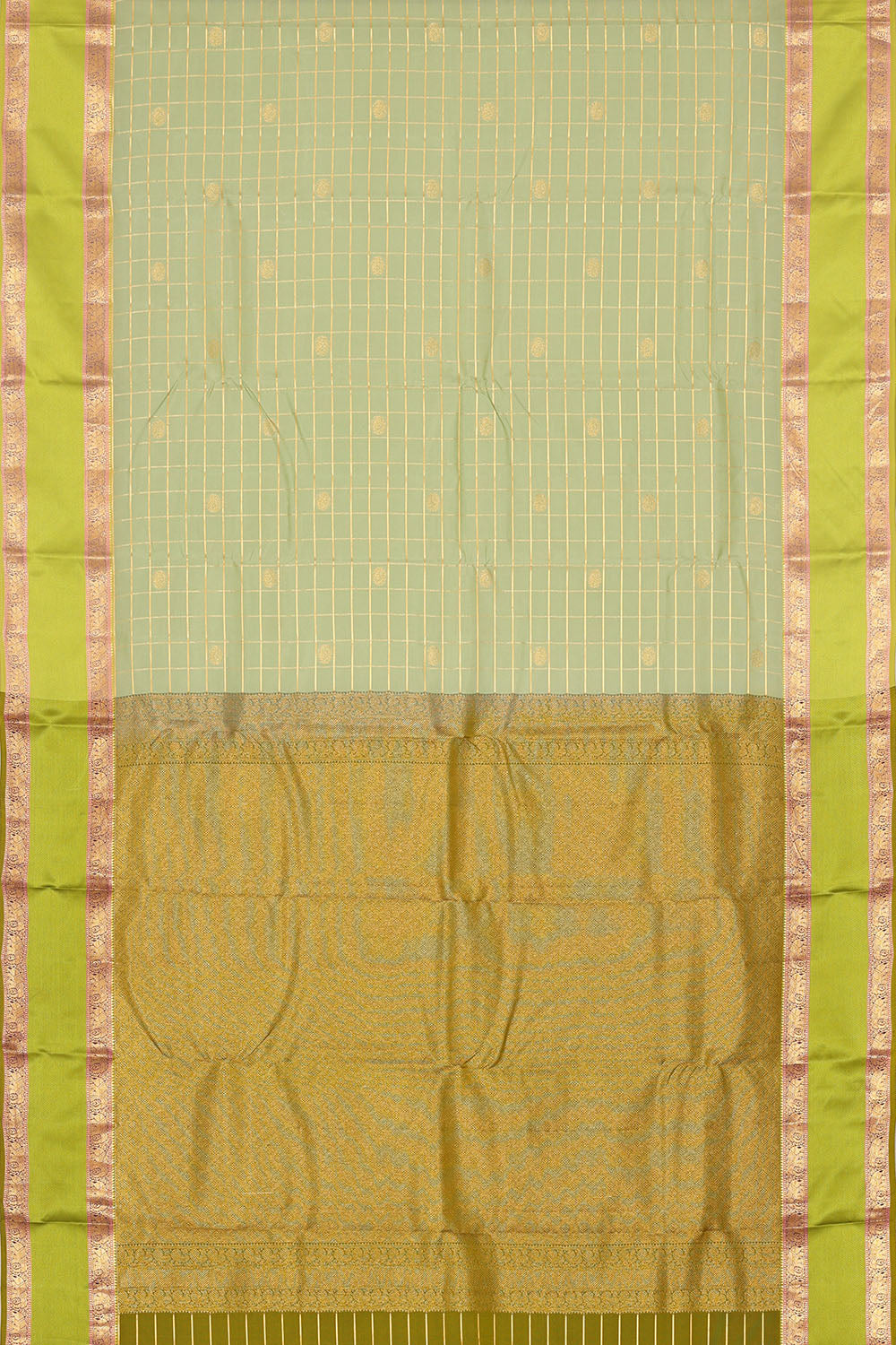 Image of Aqua-Green South Silk Kattam Saree