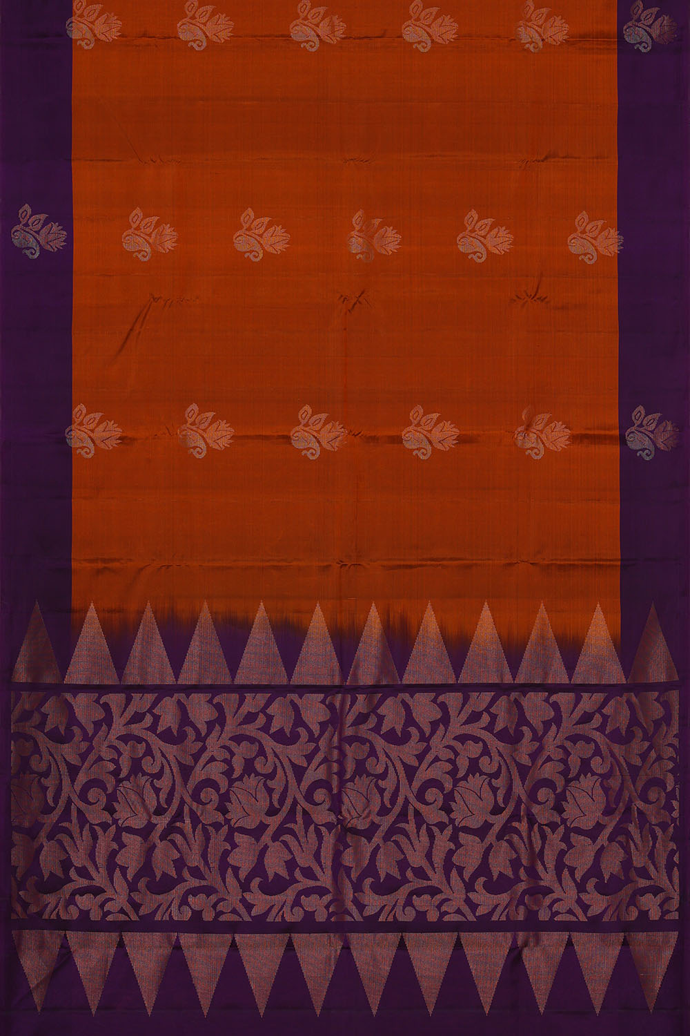 Image of Rust-Orange South Silk Saree