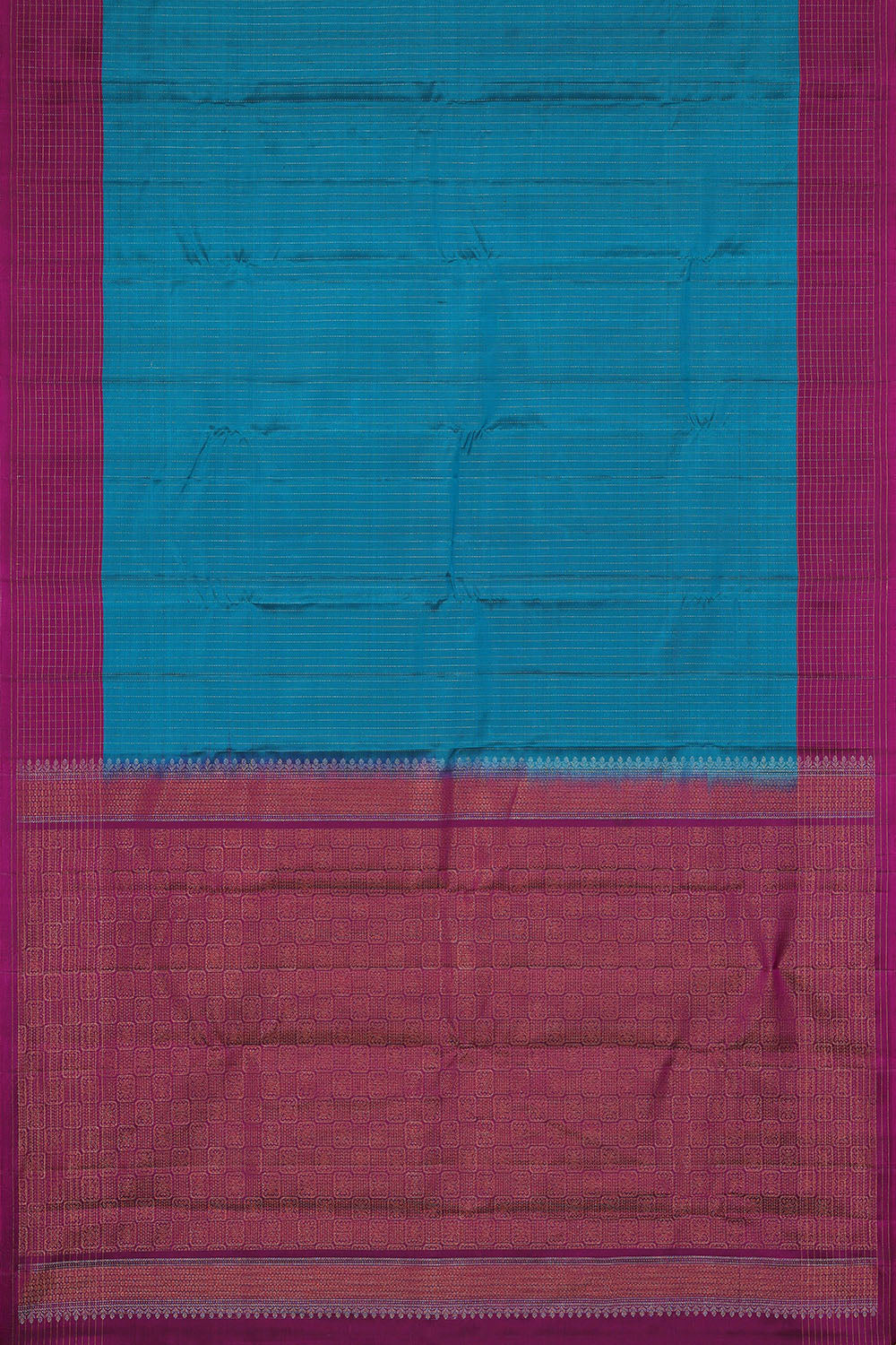 Image of Teal-Blue South Silk Saree
