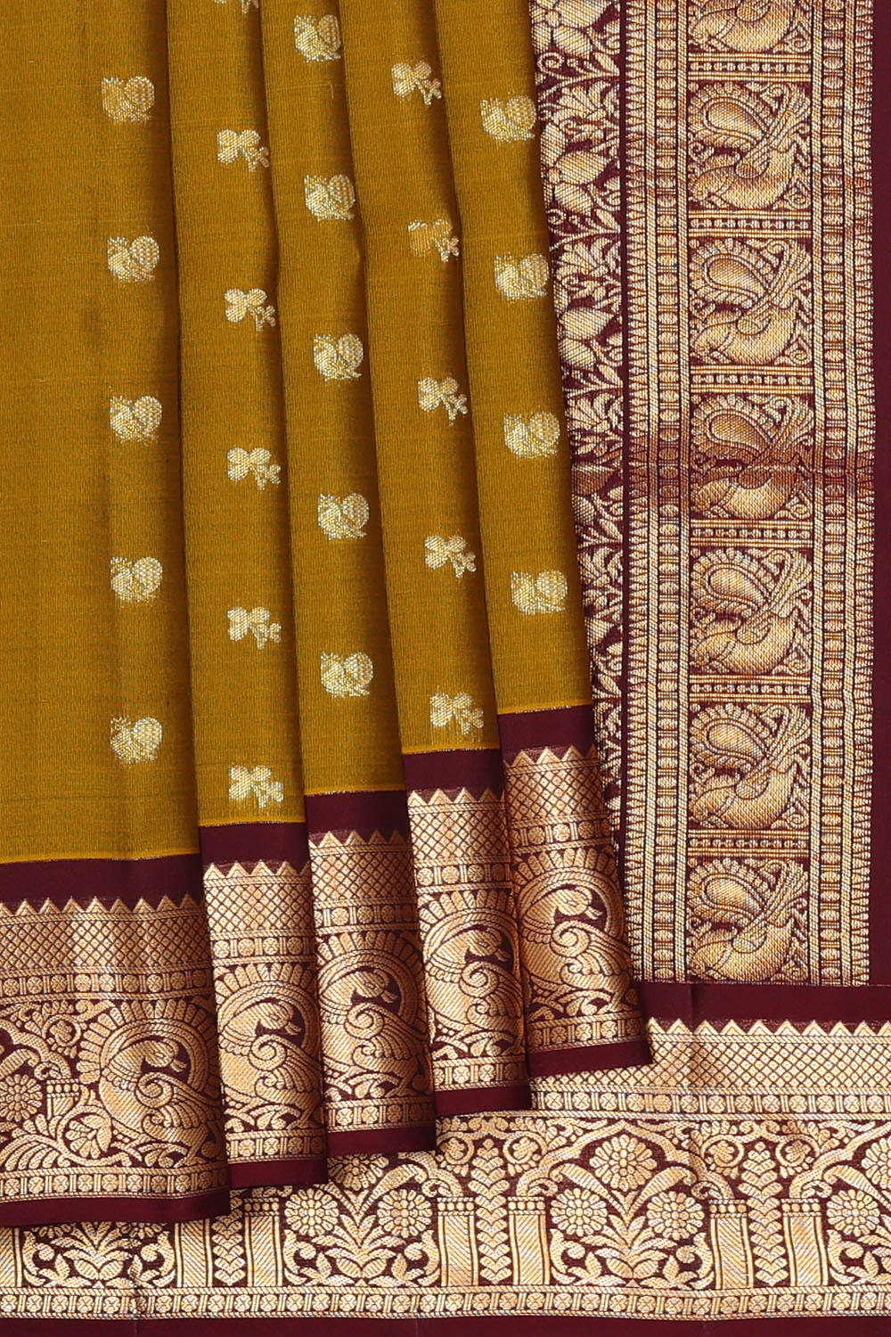 Image of Honey-Mustard South Silk Saree