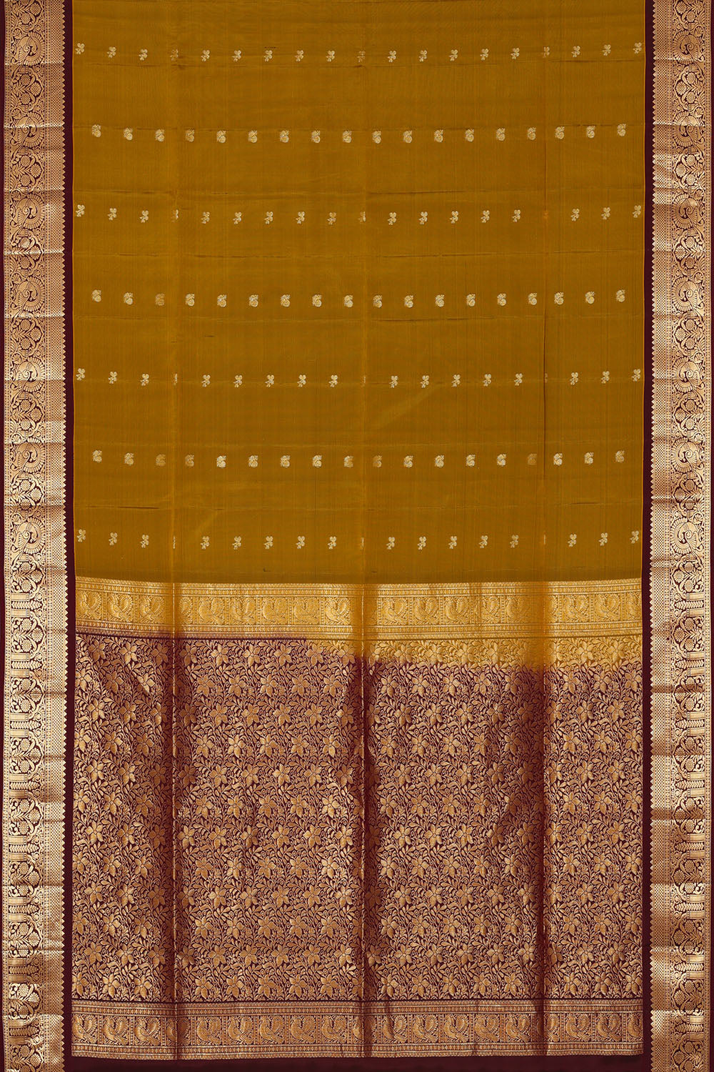 Image of Honey-Mustard South Silk Saree