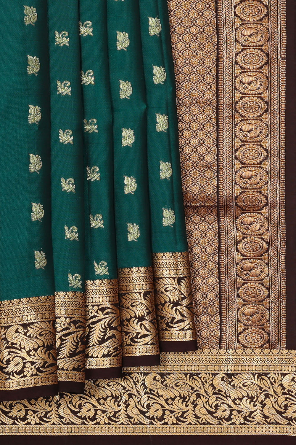 Image of Teal-Green South Silk Saree