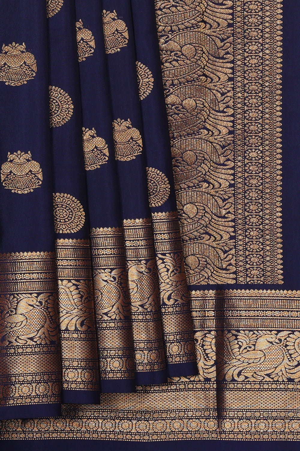 Image of Navy-Blue South Silk Saree